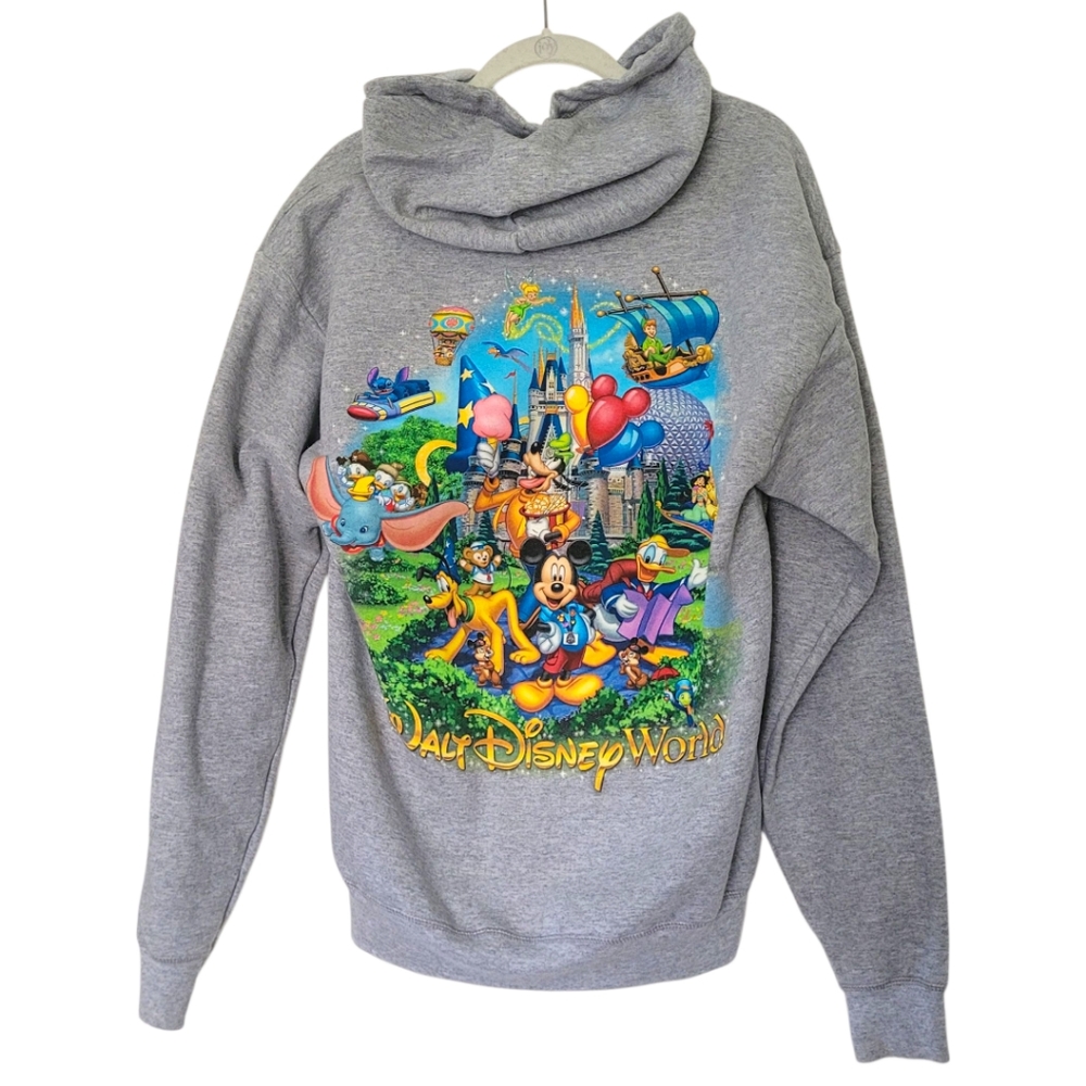 Vintage Y2K Walt Disney World Mens M Spell Out Full Zip Hoodie MGM Monorail WDW